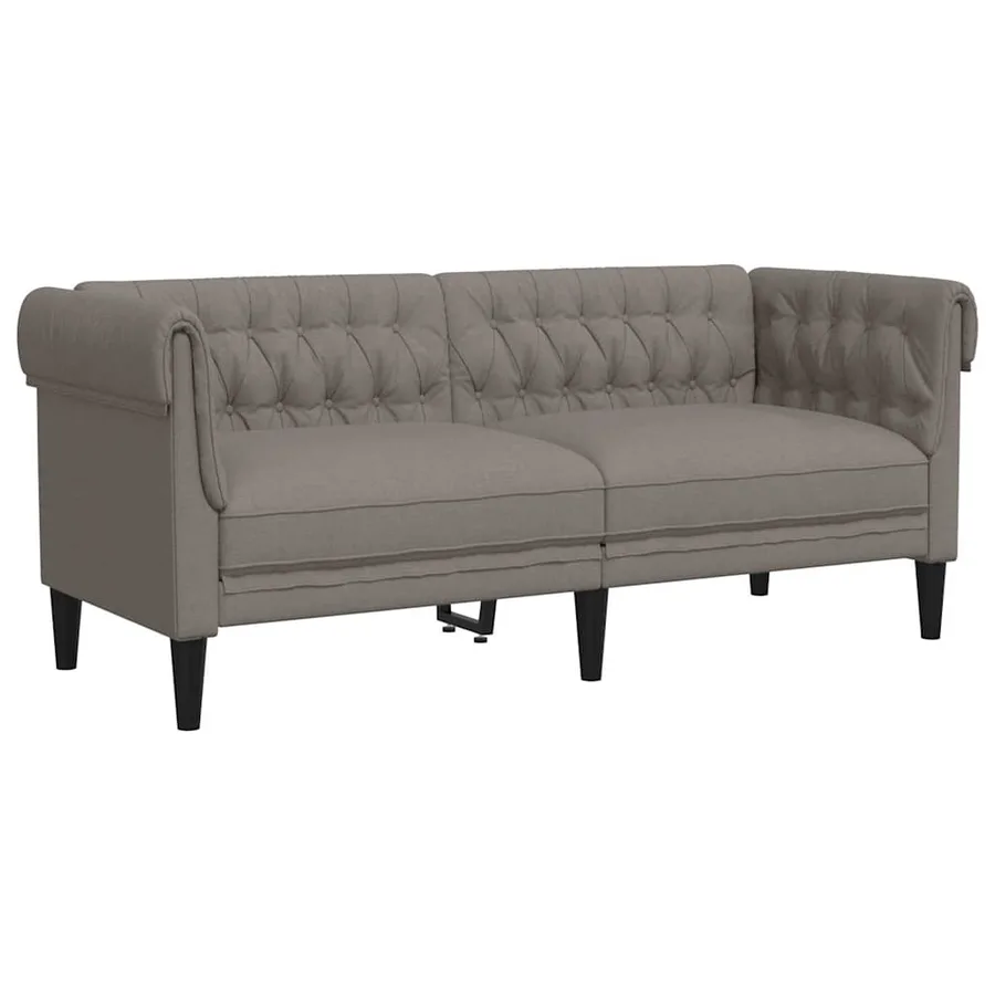 Canapé Chesterfield 2 places taupe tissu - 2