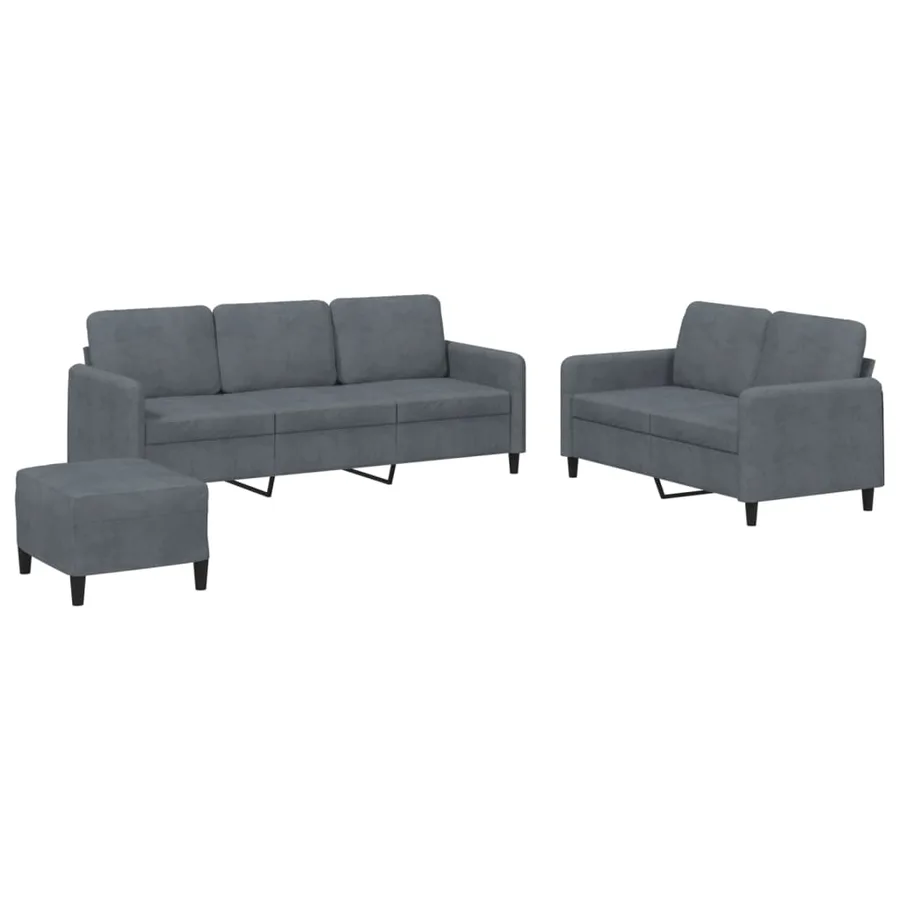 Ensemble de canapés 3 pcs gris foncé velours - 2