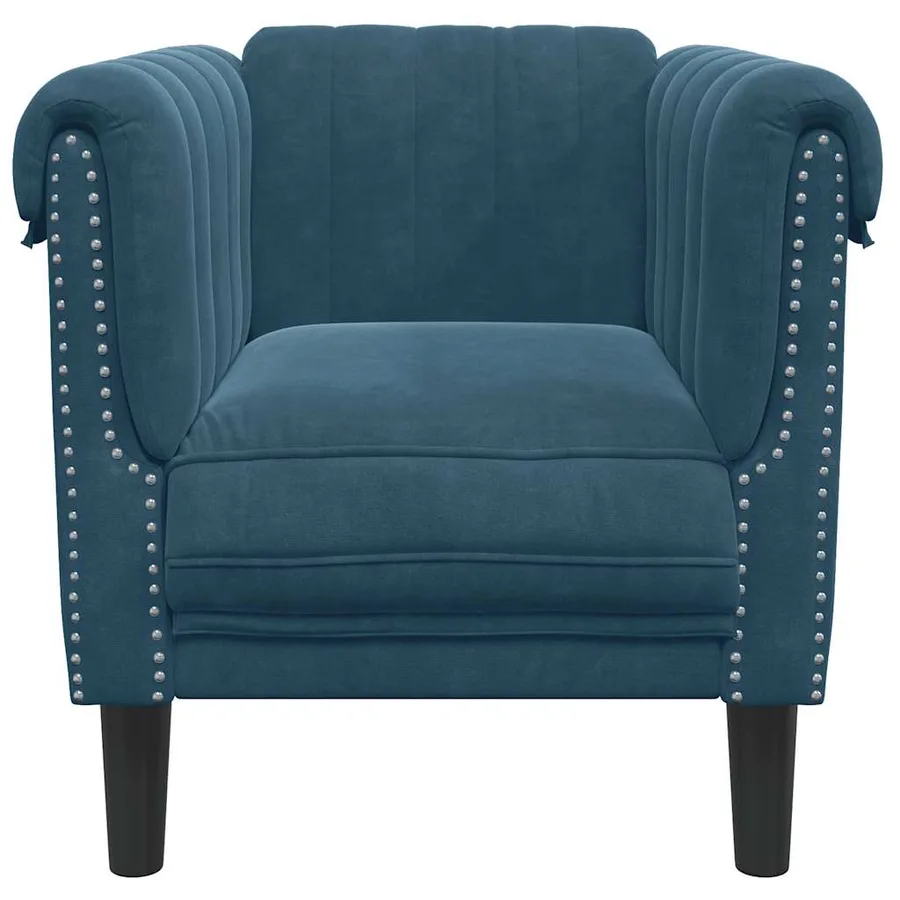 Fauteuil bleu velours - 4