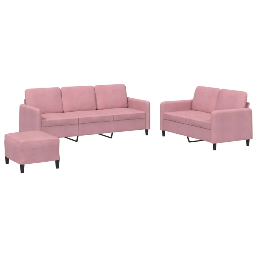 Ensemble de canapés 3 pcs rose velours - 2