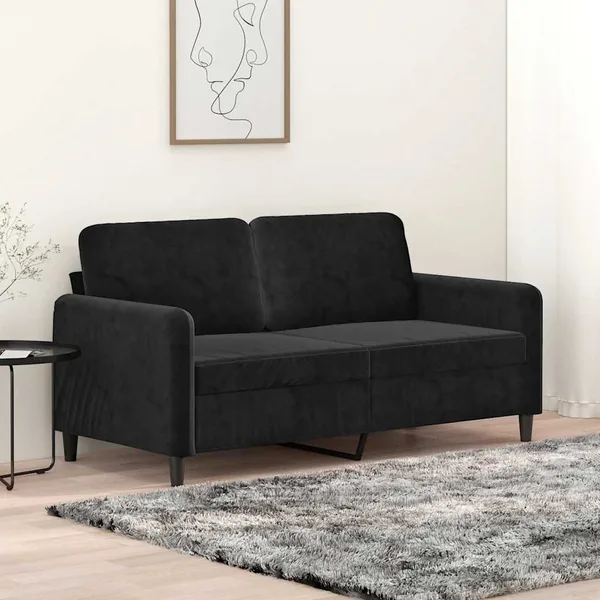 Canapé à 2 places Noir 140 cm Velours