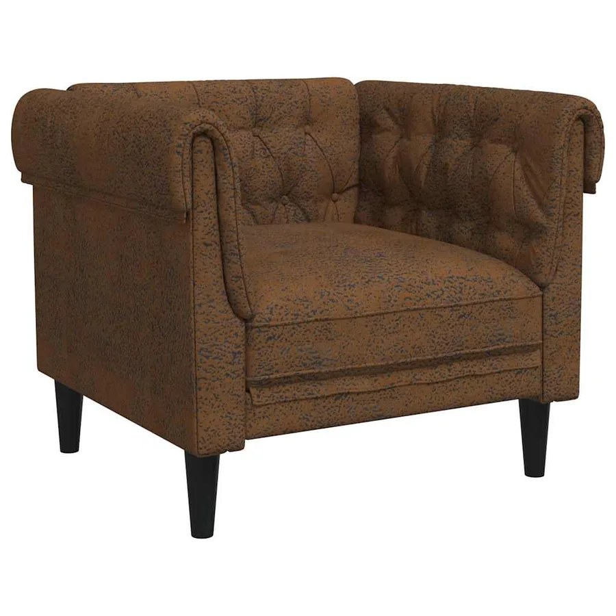 Fauteuil Chesterfield marron tissu - 2