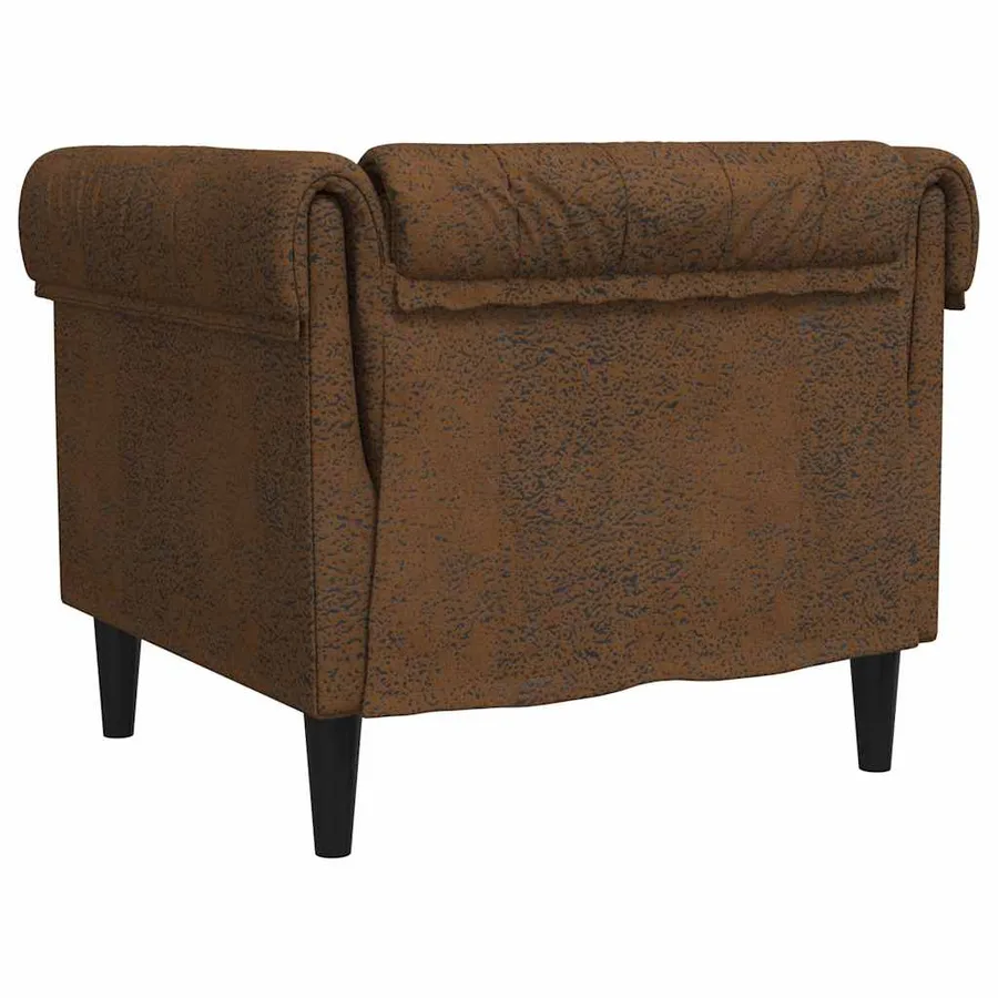 Fauteuil Chesterfield marron tissu - 6