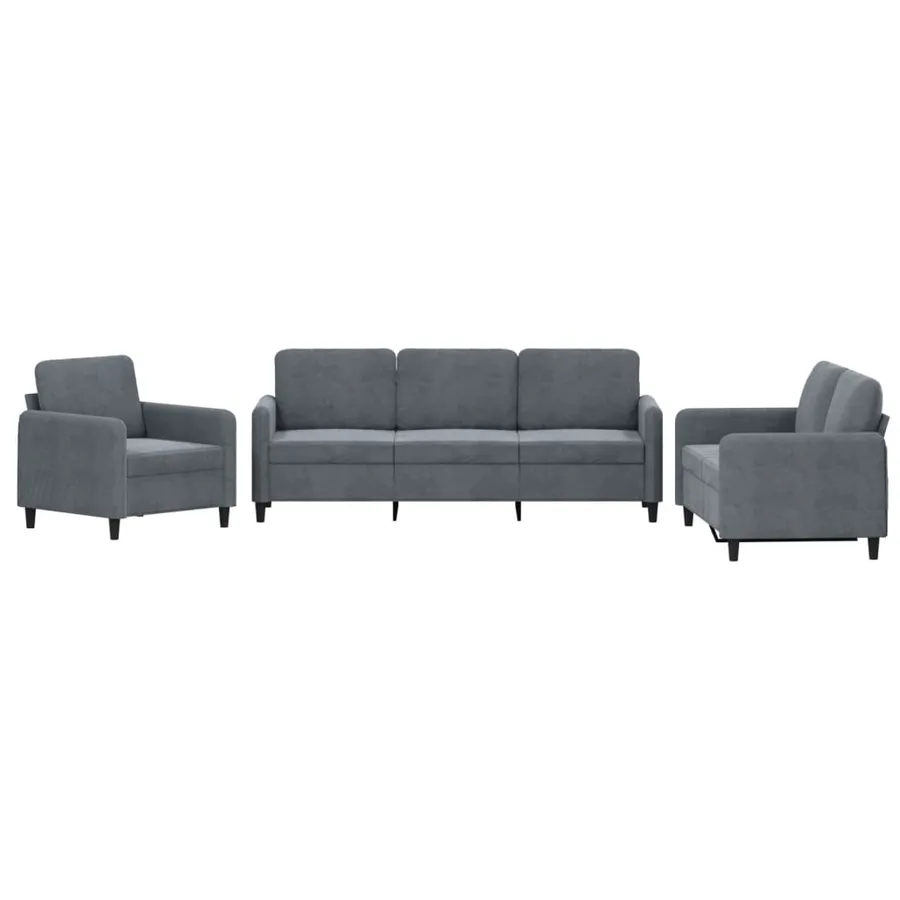 Ensemble de canapés 3 pcs gris foncé velours - 2
