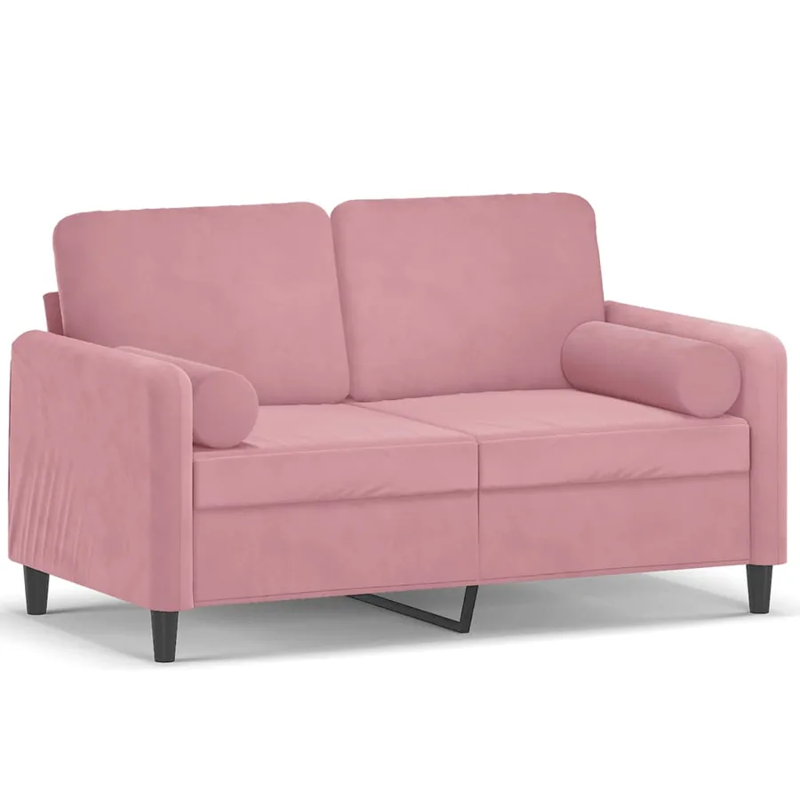 Canapé 2 places avec oreillers décoratifs rose 120 cm velours - 2
