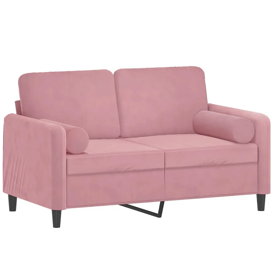 Canapé 2 places avec oreillers décoratifs rose 120 cm velours - 3