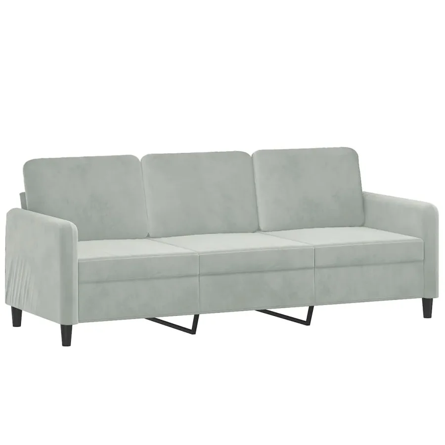 Ensemble de canapés 3 pcs avec coussins gris clair velours - 4