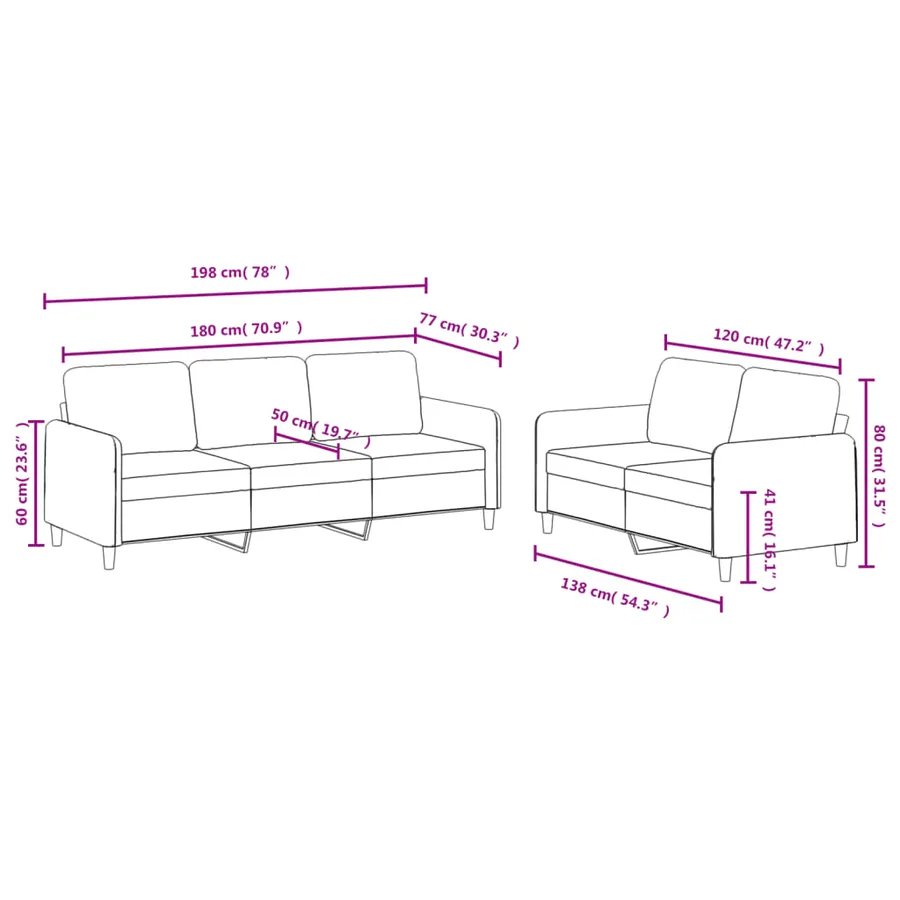 Ensemble de canapés 2 pcs noir velours - 7