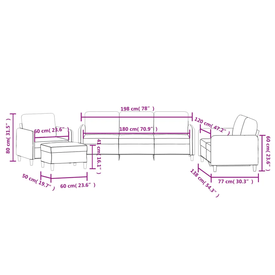 Ensemble de canapés 4 pcs noir velours - 10