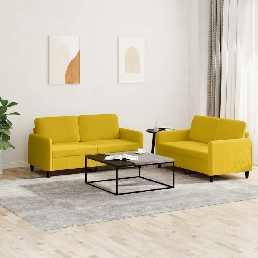 Ensemble de canapés 2 pcs jaune velours