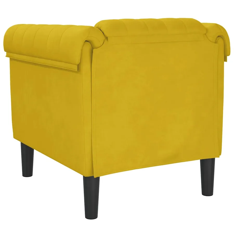 Fauteuil jaune velours - 6