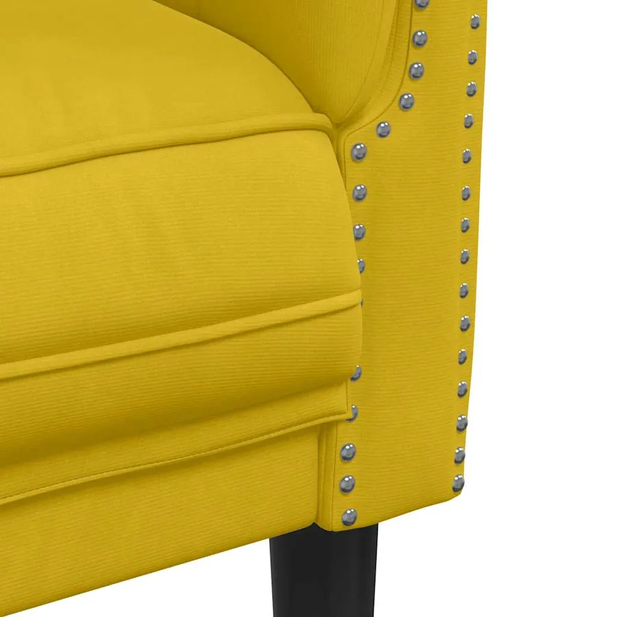 Fauteuil jaune velours - 7