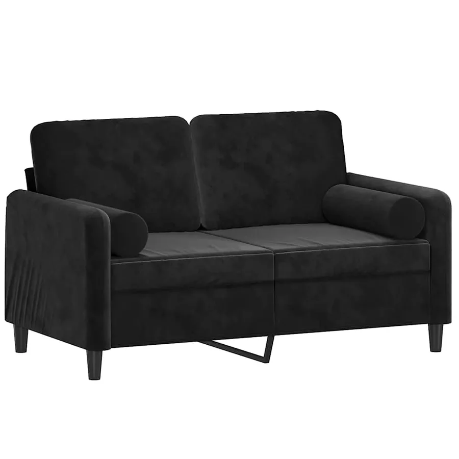 Canapé 2 places avec oreillers décoratifs noir 120 cm velours - 3