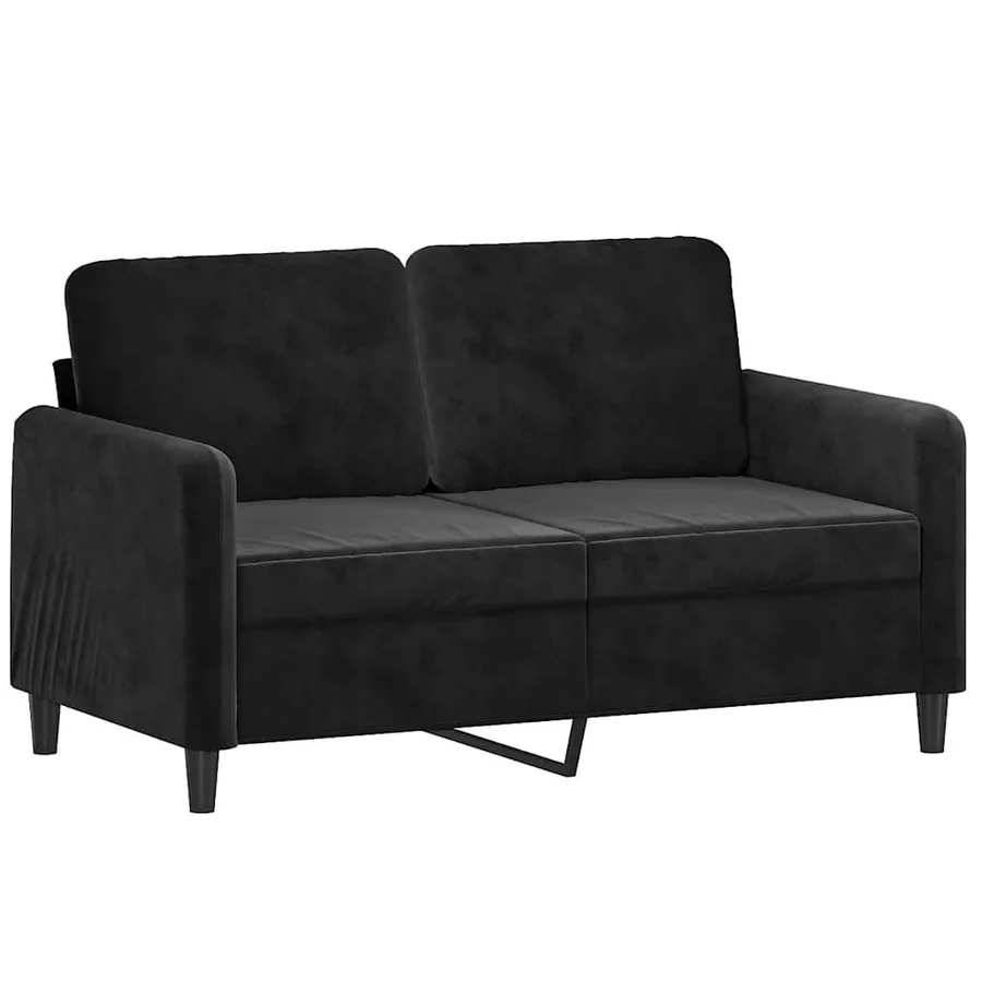 Canapé 2 places avec oreillers décoratifs noir 120 cm velours - 4