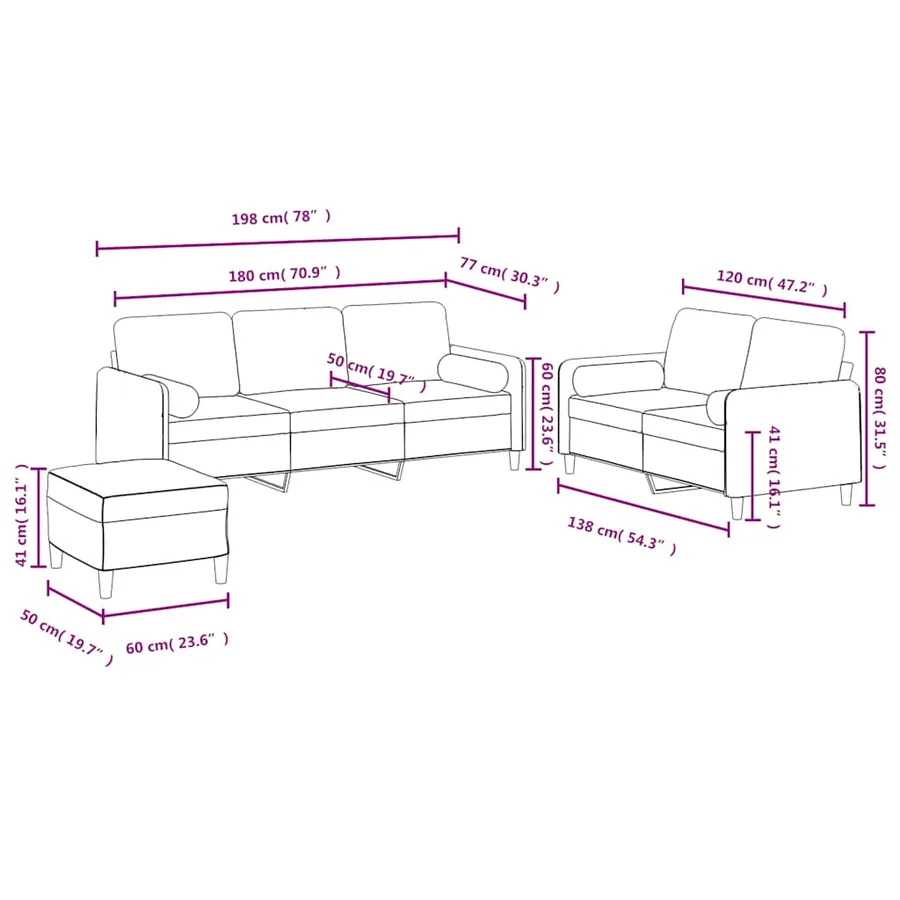 Ensemble de canapés 3 pcs avec coussins jaune velours - 10