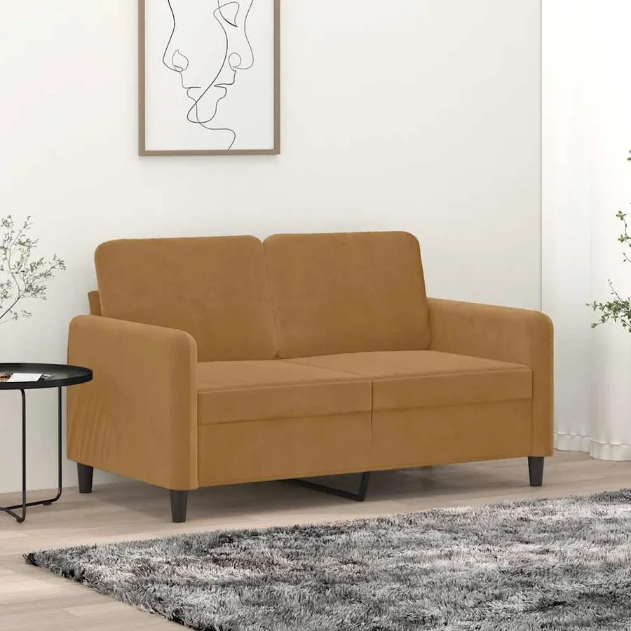 Canapé à 2 places Marron 120 cm Velours