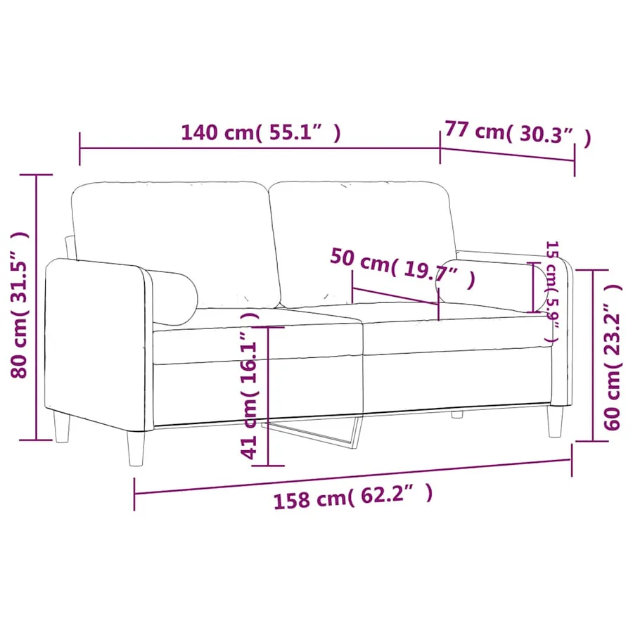 Canapé 2 places avec oreillers vert foncé 140 cm velours - 8