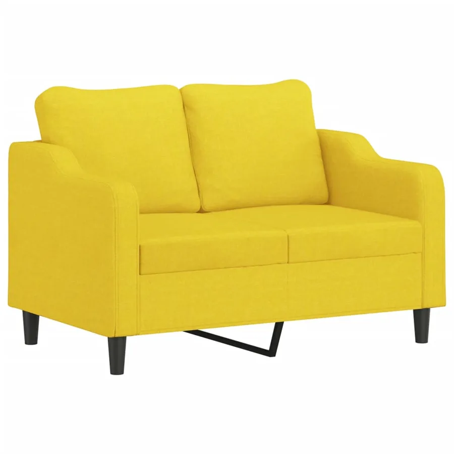 Ensemble de canapés 2 pcs avec coussins Jaune clair Tissu - 3