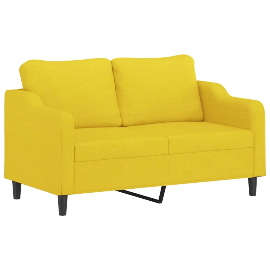 Ensemble de canapés 2 pcs avec coussins Jaune clair Tissu - 4