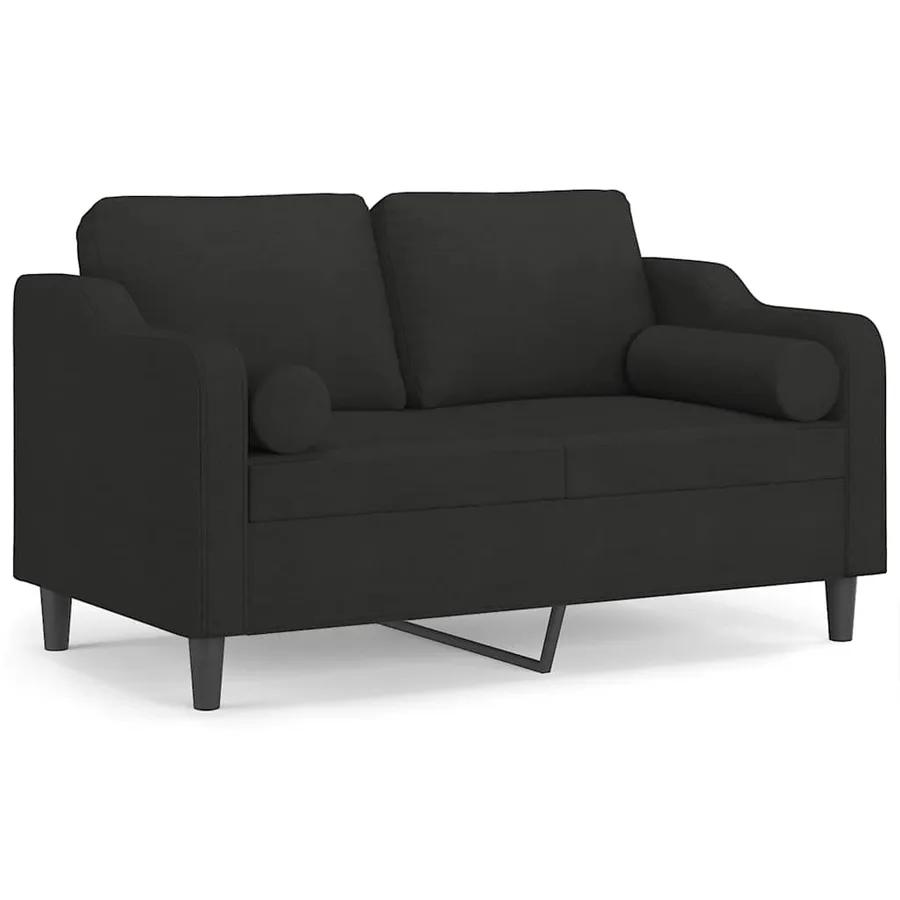 Canapé 2 places avec oreillers décoratifs noir 120 cm tissu - 2