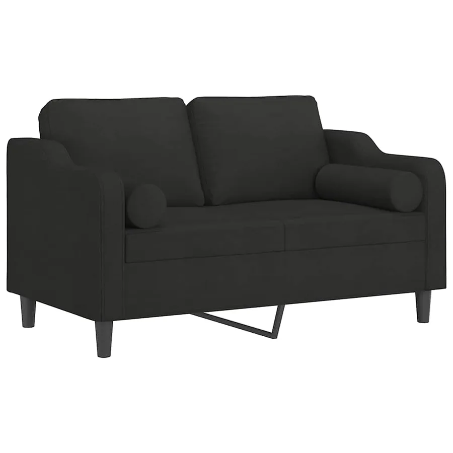 Canapé 2 places avec oreillers décoratifs noir 120 cm tissu - 3