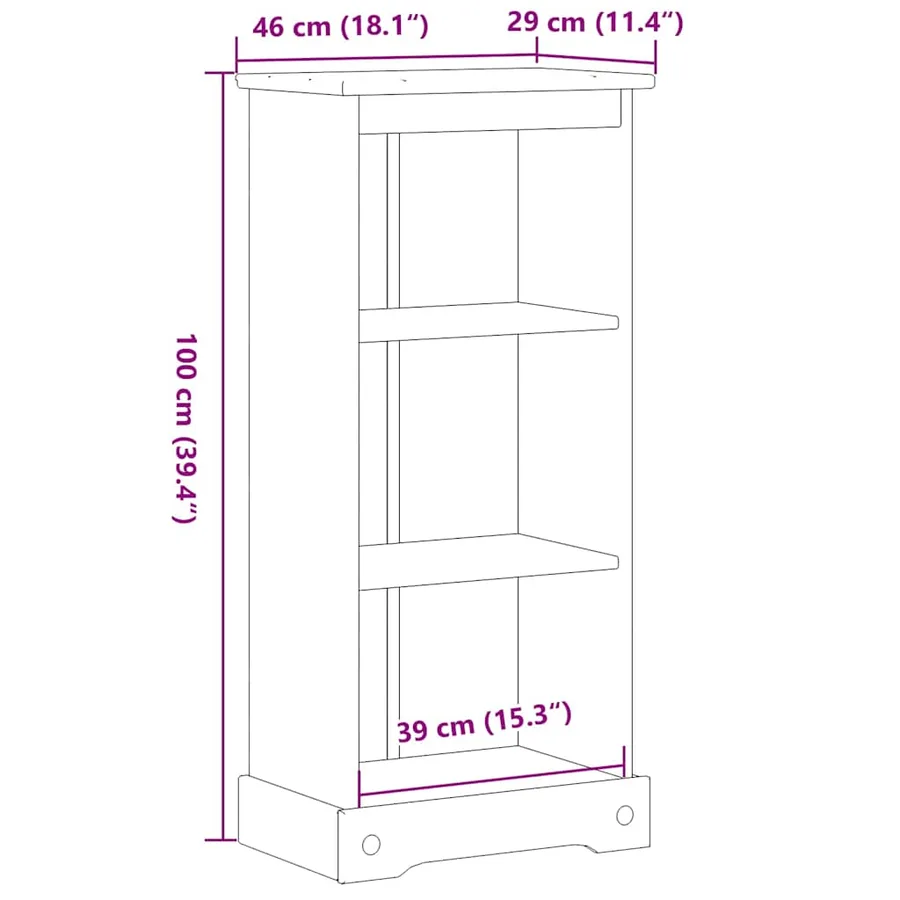 Bibliothèque Corona 46x29x100 cm bois de pin massif - 9