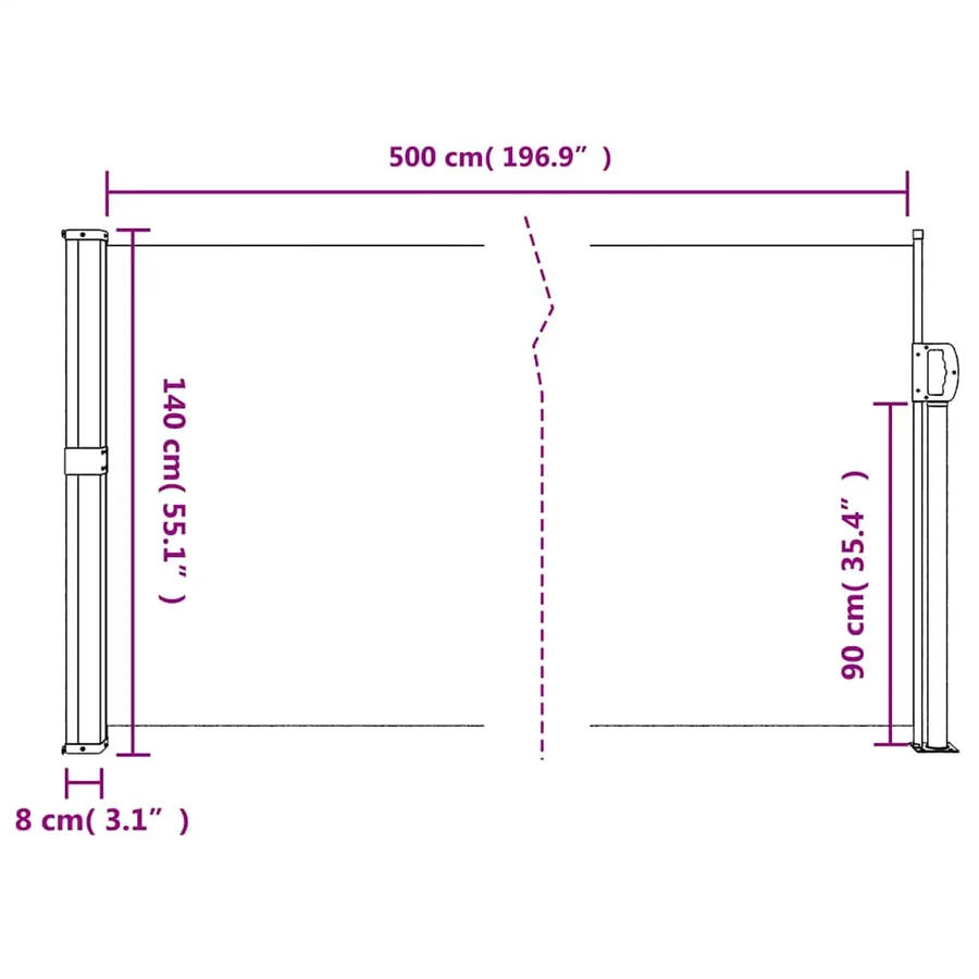Store latéral rétractable Anthracite 140 x 500 cm - 11