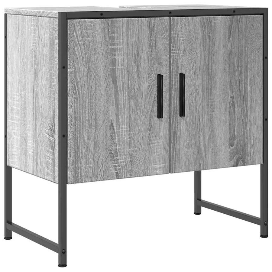 Armoire lavabo de salle de bain sonoma gris 60x33x60 cm - 2