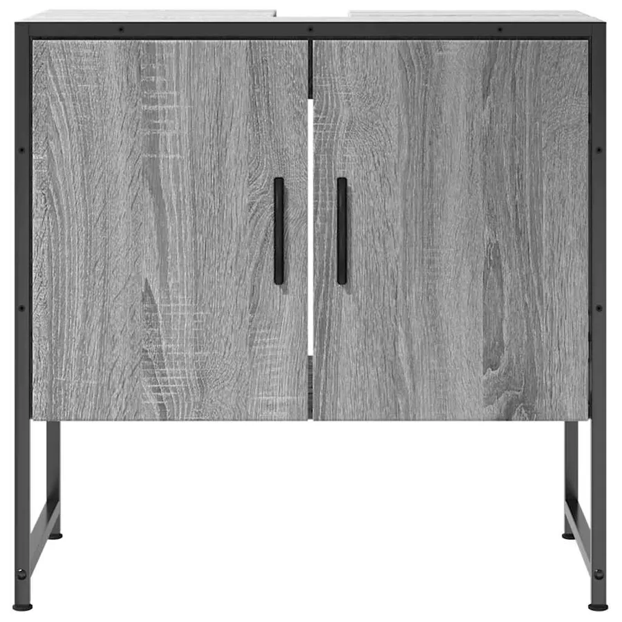 Armoire lavabo de salle de bain sonoma gris 60x33x60 cm - 4