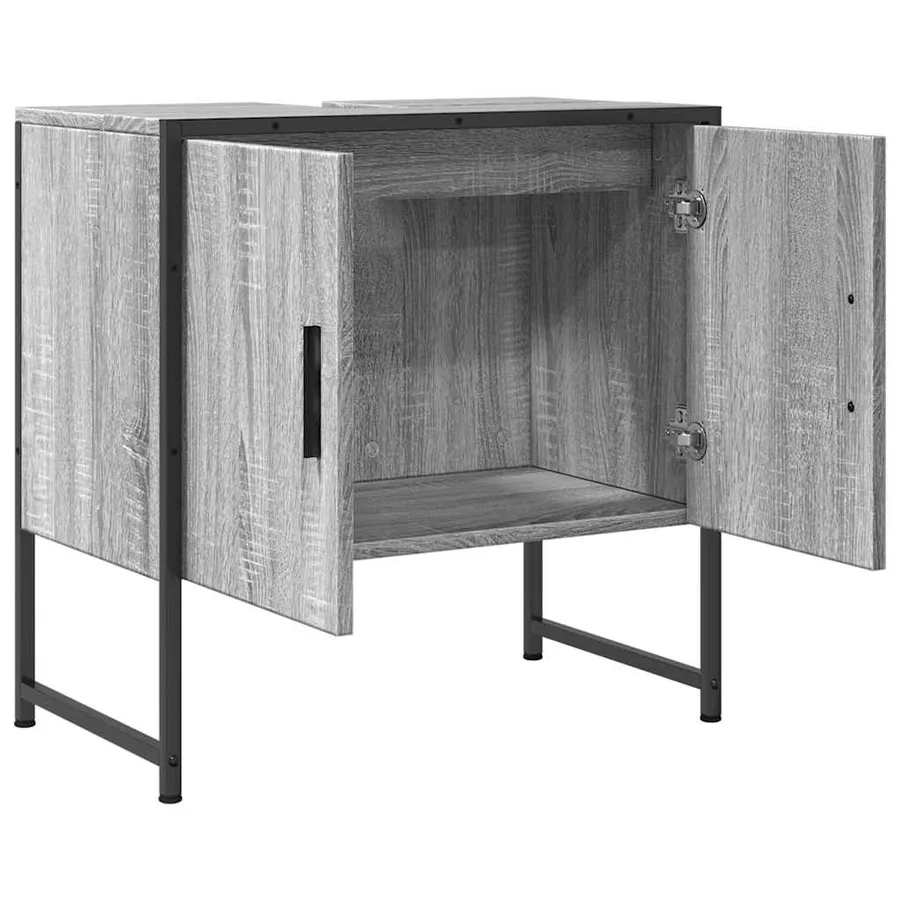 Armoire lavabo de salle de bain sonoma gris 60x33x60 cm - 5