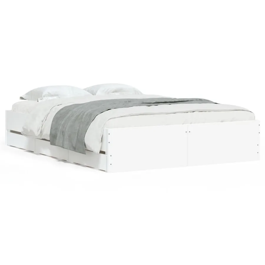 Cadre de lit avec tiroirs sans matelas blanc 120x190 cm - 2