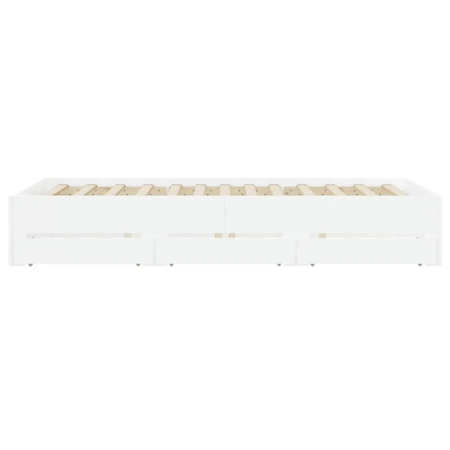 Cadre de lit avec tiroirs sans matelas blanc 120x190 cm - 7