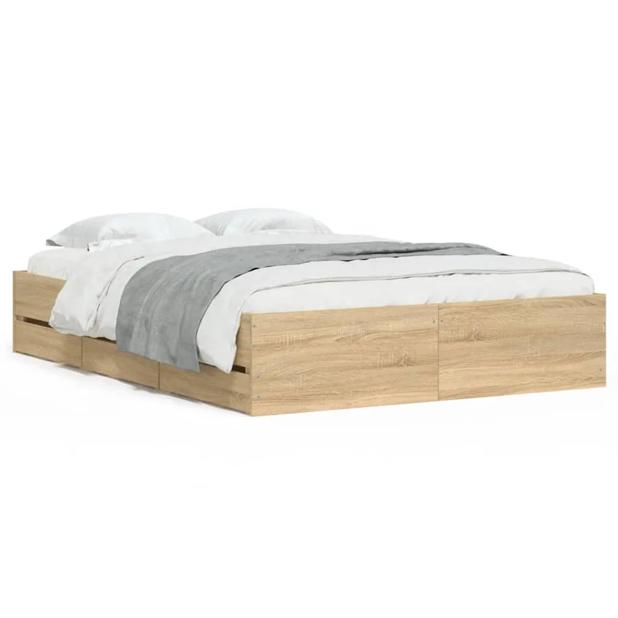 Cadre de lit avec tiroirs sans matelas chêne sonoma 120x190 cm - 2