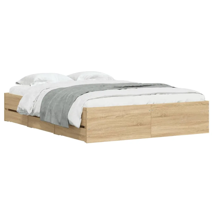 Cadre de lit avec tiroirs sans matelas chêne sonoma 120x190 cm - 3
