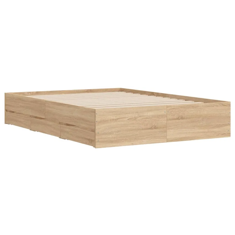 Cadre de lit avec tiroirs sans matelas chêne sonoma 120x190 cm - 4