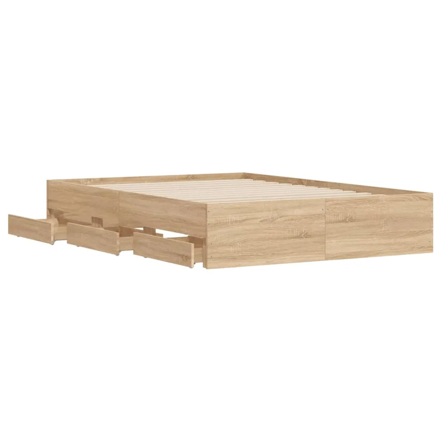 Cadre de lit avec tiroirs sans matelas chêne sonoma 120x190 cm - 5