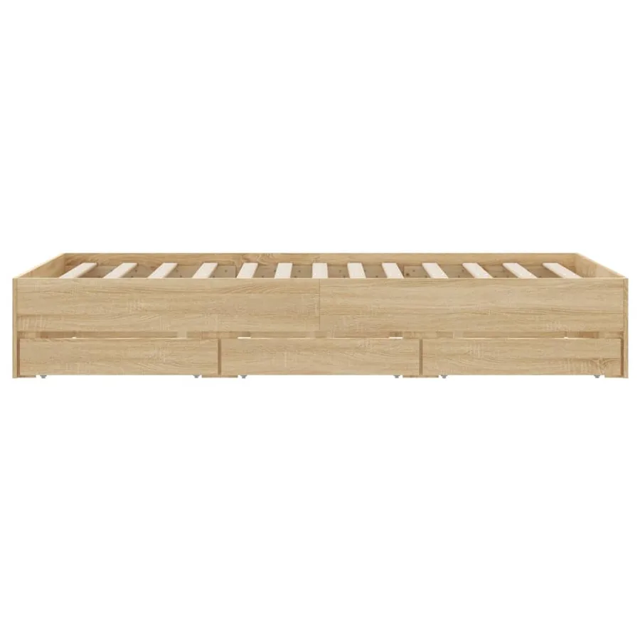 Cadre de lit avec tiroirs sans matelas chêne sonoma 120x190 cm - 7