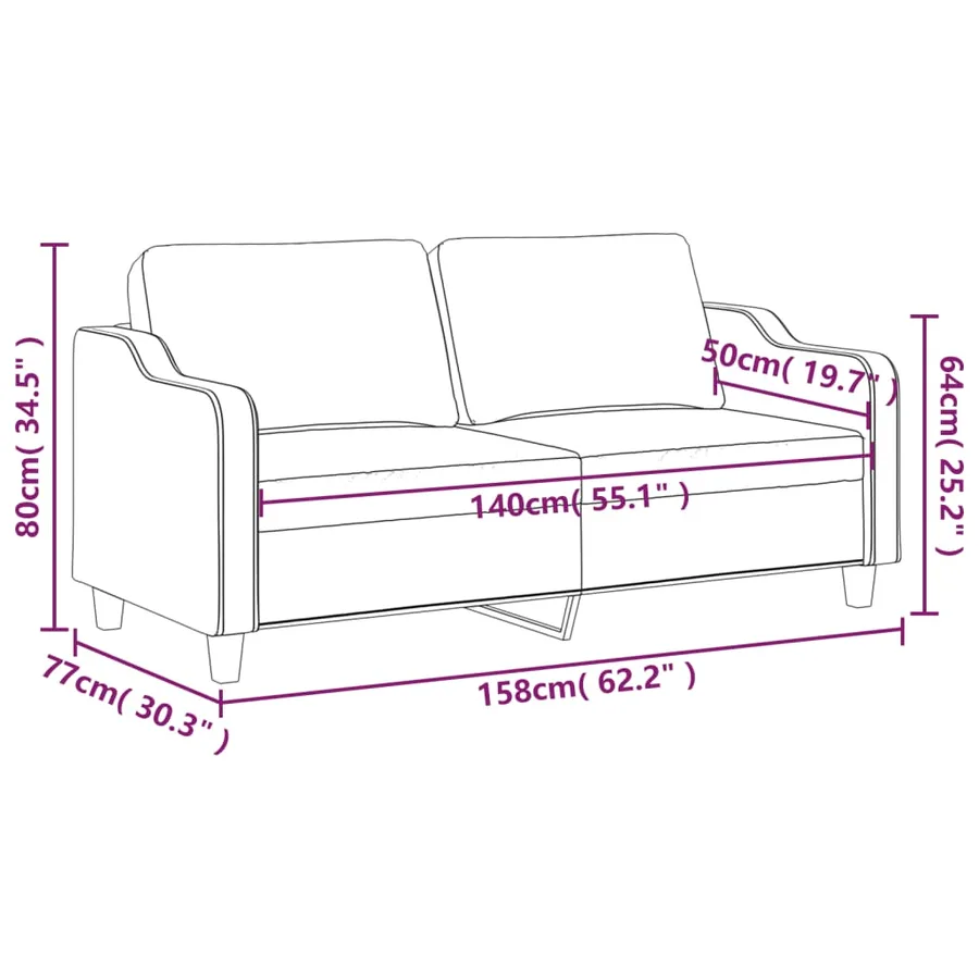 Canapé à 2 places Gris foncé 140 cm Tissu - 8