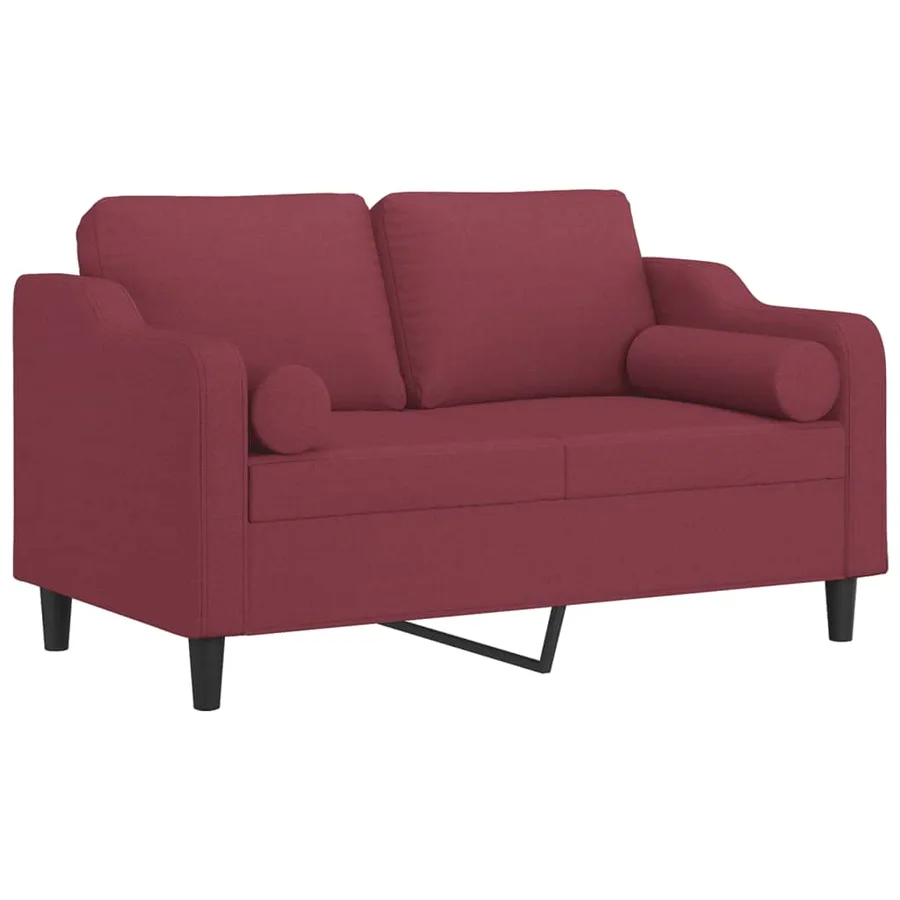 Canapé 2 places avec oreillers bordeaux 120 cm tissu - 3