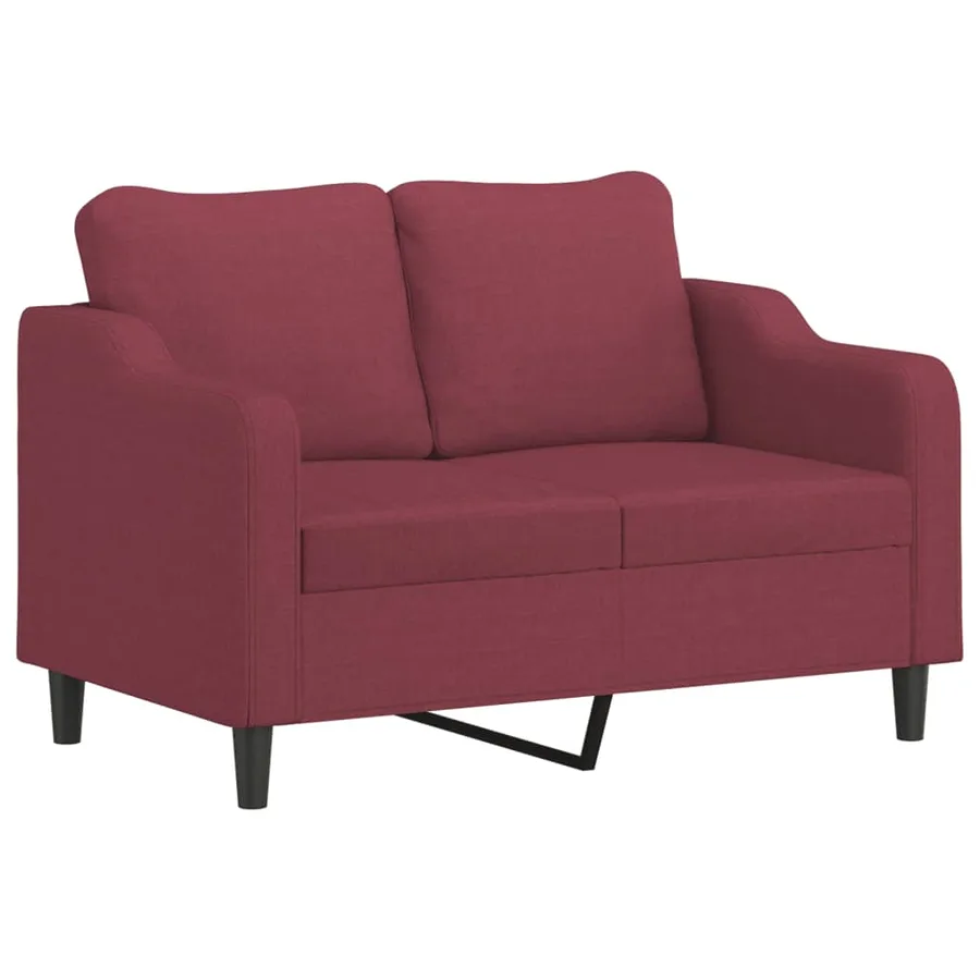 Canapé 2 places avec oreillers bordeaux 120 cm tissu - 4