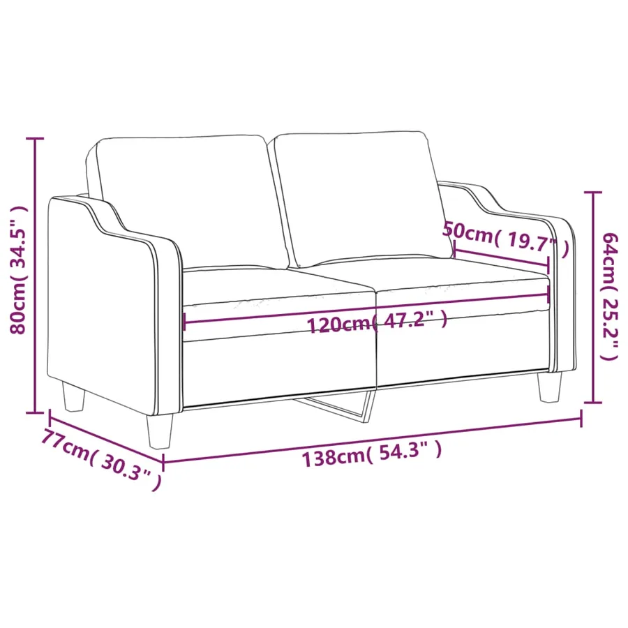 Canapé à 2 places Rouge bordeaux 120 cm Tissu - 8