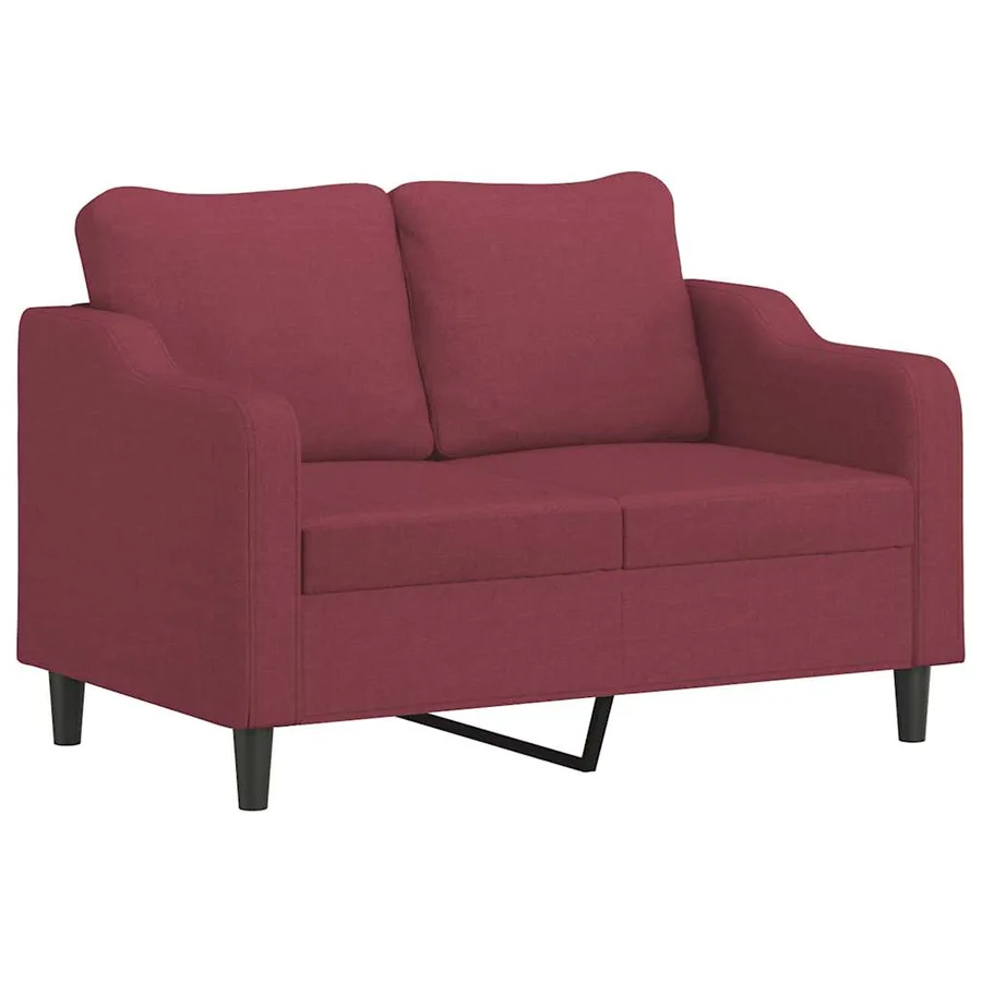 Ensemble de canapés 2 pcs avec coussins rouge bordeaux tissu - 3
