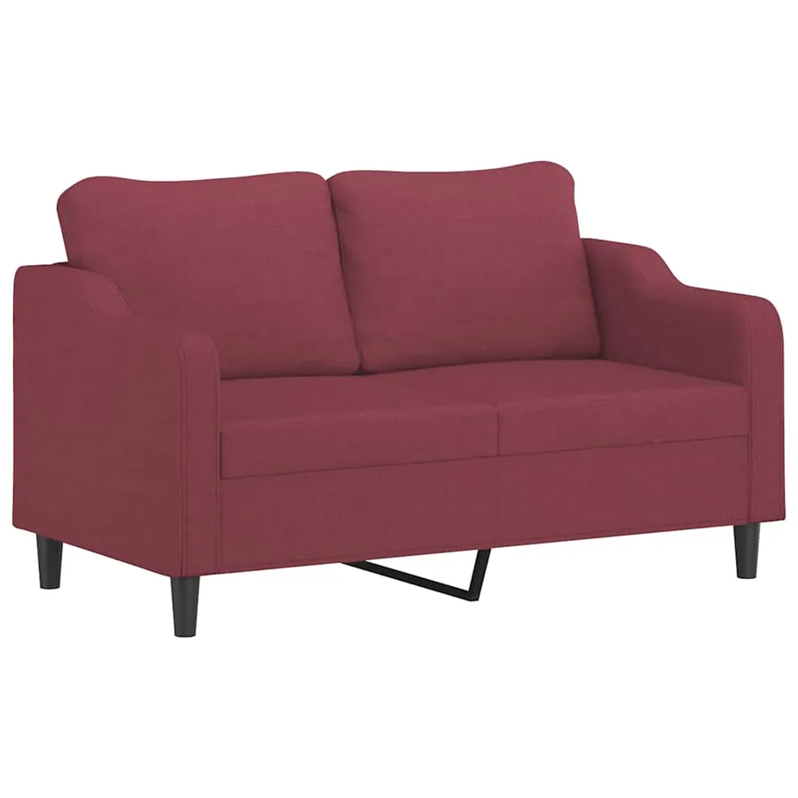 Ensemble de canapés 2 pcs avec coussins rouge bordeaux tissu - 4