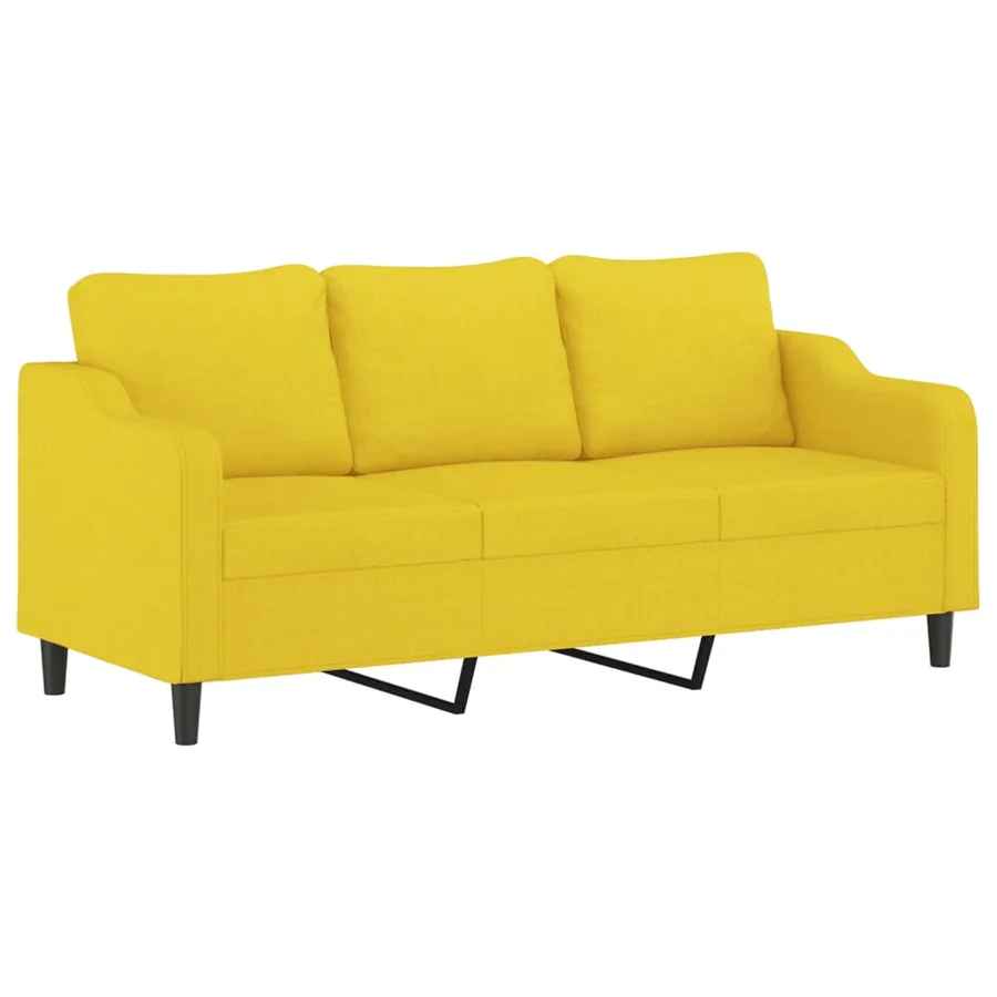 Ensemble de canapés 2 pcs avec coussins Jaune clair Tissu - 4