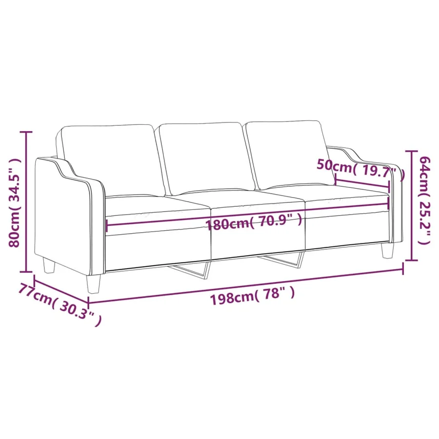 Canapé à 3 places Taupe 180 cm Tissu - 8