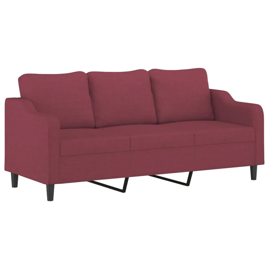 Ensemble de canapés 3 pcs avec coussins Rouge bordeaux Tissu - 5