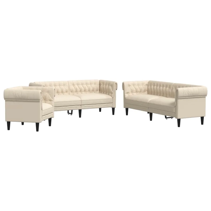 Ensemble de canapés 3 pcs crème tissu - 2