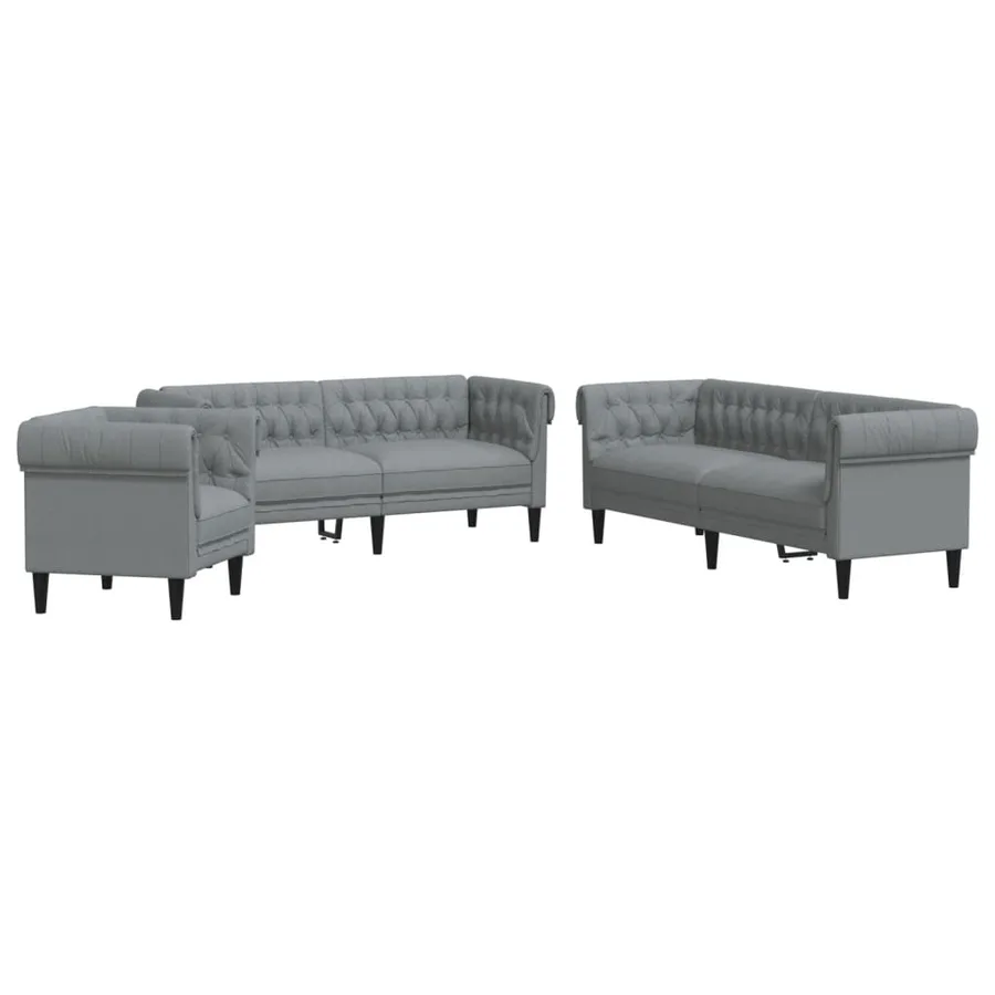 Ensemble de canapés 3 pcs gris clair tissu - 2