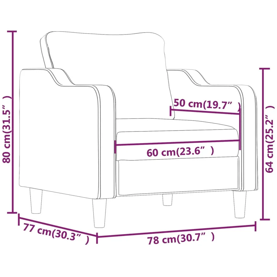 Fauteuil Jaune clair 60 cm Tissu - 8