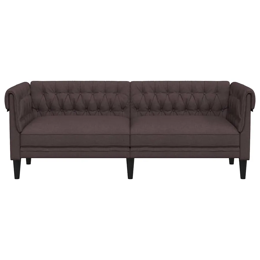 Canapé Chesterfield 3 places marron foncé tissu - 4